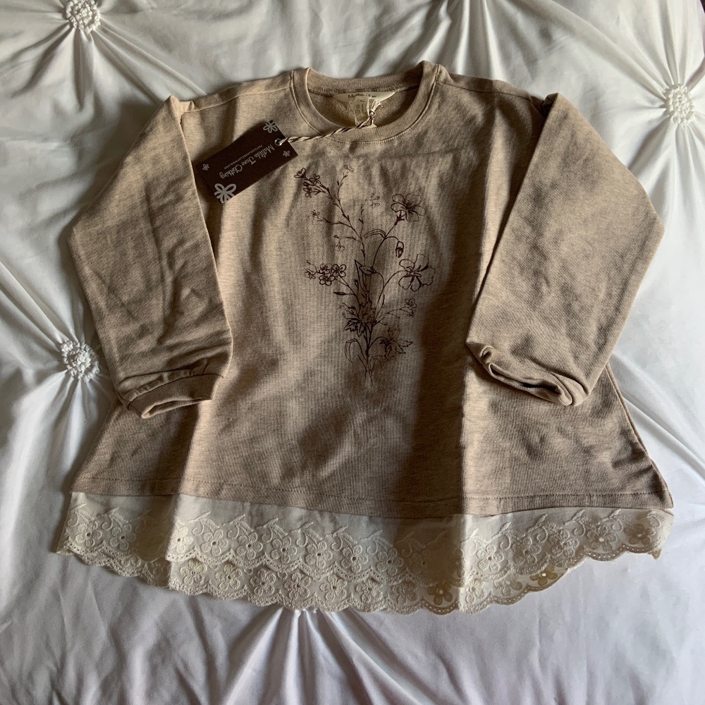 NWT- Matilda Jane girls size 4 spring in Paris French terry embroidered top